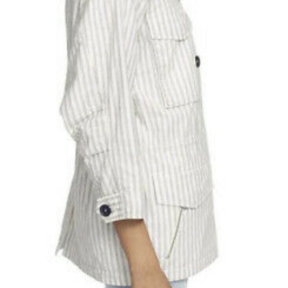 Joie Cristi White and Blue Stripe Utility Jacket - Picture 2 of 16